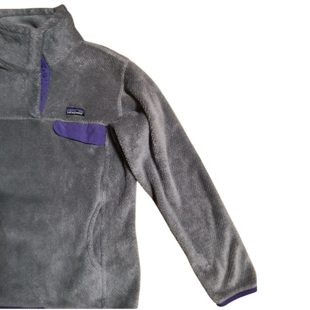 PATAGONIA Fleece Pullover in Gray w/ Purple Accents Size Small - Picture 7 of 13